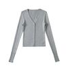 Puro querer arrastar irmã V-neck cardigã de malha top feminino início de outono slim abotoamento simples manga comprida suéter de malha camisa base