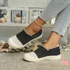 26 Zapatos de Verano Ligeros Transpirables de Tejido Fly-Knit para Mujer, Sin Cordones Talla Grande Zapatos Perezosos, Cómodos Zapatos Planos de Suela Suave, Fáciles de Poner