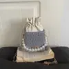 2026 Nova Moda Cor Color Block Corrente Cordão Contas Casual Simples Grande Capacidade Bolsa de Ombro Transversal para Mulheres