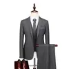 Terno Terno Masculino Profissional de Negócios Terno Formal Terno Masculino Estilo Coreano Slim-fit Três Peças Padrinho e Noivo Traje de Casamento