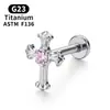 Pendientes de Aleación de Titanio F136 con Diseño de Lazo y Corazón, Clavos para Cartílago de Oreja Estilo Dulce Rosa para Niña con Circonita, Pendientes Versátiles para Mujer