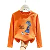 Camiseta de manga comprida para meninas, algodão puro, estilo primavera e outono, versão coreana, solta, simples, casual, gola redonda, camiseta básica fofa para crianças mais velhas