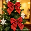 Decoraciones navideñas al por mayor en stock: lazos, lazos de tela brillante, 3/6 piezas por paquete, decoraciones para árbol de Navidad
