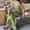 Verano Europeo y Americano Ropa Nueva para Mujer Estilo Puro Veraniego de Lujuria Aspecto Adelgazante Vestido de Tirantes sin Mangas Tie-Dye Pg9756