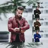 Nova Jaqueta de Couro PU Masculina Europeia e Americana Moda Slim Fit Estilo Motociclista Gola Lapela Zíper Roupa Exterior para Homens Várias Cores Disponíveis