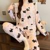 Nova gola de boneca de renda de desenho animado algodão nuvem manga longa pijama feminino primavera outono inverno doce vento roupas de casa atacado