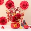 Fruta da sorte vermelha flor artificial de azevinho flor artificial de azevinho ano flor seca balde de bênção arranjo de flores decoração sala de estar floral decoração de flores de Ano Novo