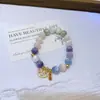 Pulseira Arco-Íris Multicolorida para Mulheres, Design de Luxo Leve Estilo Ins, Mica de Sete Cores, Toque de Alto Padrão, Pulseira que Atrai Sorte