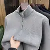 Cárdigan de Punto Jacquard Pesado 800g para Hombre 2026 Otoño/Invierno Nuevo Cuello Alto Espesado Cálido Abrigo Suéter Hombre
