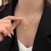 Collar Geométrico en Forma de U de Acero de Titanio de Venta Caliente Transfronteriza para Mujer Que No Se Desvanece, Lujo Accesible Nicho Gama Alta Joyería de Cadena Hueso de Serpiente en Oro de 18 Quilates