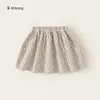 Roupa Infantil Bangxuan Saia Média para Meninas com Estampa Floral Completa, Saia Evasê para Crianças Maiores, Roupa de Outono Estilo Pastoral, Saia Infantil Versátil