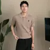 Camisa Polo Estilo Old Money, Camisa de Punto de Manga Corta con Cuello Solapa para Hombre, Patrón Retorcido con Bordado de Caballo, Camiseta de Negocios, Venta al por Mayor de Fábrica Transfronteriza