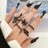 Conjunto de anillos negros de AliExpress para mujer, sencillos, de estilo Xi Feng Ha, de 9 piezas, al por mayor.