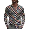 Camisas de Negocios para Hombre Transfronterizas con Patrones de Cuadros Rayados, Camisas de Manga Larga para Hombre, Tops de Primavera de Cuello con Botones