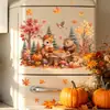 Decoración de Ventanas para Tienda de Hogar de Acción de Gracias Pegatinas al por Mayor Animales del Bosque de Otoño Pegatinas Electrostáticas sin Adhesivo para Vidrio
