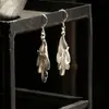 Brincos de Pétalas Modernos, Delicados e Elegantes Brincos com Franjas de Pena Anel Aberto Fosco de Alta Qualidade para Mulheres