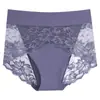 Tanga Sexy de Encaje Talla Grande para Mujer Algodón Puro en la Entrepierna Cintura Alta Control de Abdomen Transpirable Verano Ribete de Encaje Tangas para Mujer