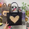Momoshine Cesta de Vegetais Tecida à Mão de Celebridade da Internet Tailandesa de Verão Grande Capacidade Portátil Bolsa de Ombro Feminina para Praia