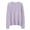 Nova coleção outono e inverno: Suéter de tricô casual feminino 100% cashmere puro, corte solto, efeito emagrecedor, design sem costura e gola redonda
