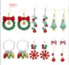 Brincos de Natal Laço Sino Liga Árvore de Natal Papai Noel Conjunto Combinado Brincos de Natal