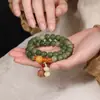 Pulseira Bodhi Verde Leite e Azul Marinho, Novo Estilo Chinês Estilo Nacional Contas de Oração de Círculo Único para Homens e Mulheres, Atacado
