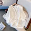 Chaqueta Camisa Bohemia de Talla Grande con Cuello en V y Calados para Mujer, Cárdigan de Verano con Mangas Murciélago, Ropa Exterior Protectora del Sol, Top Delgado