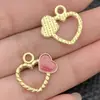 Accesorios para Joyería DIY Transfronterizos Corazón Rojo y Rosa Día de San Valentín Esmalte de Rosa Colgante Pulsera Dijes Pendientes Llavero