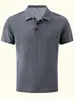 Camiseta Polo de Verão Manga Curta Malha de Alta Qualidade Seda Gelada Manga Curta Camiseta Masculina Gola Polo Verão Cor Sólida Tamanho Grande