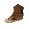 Sandalias Cortas de Moda Estilo Coreano con Borlas para Mujer, Chanclas de Verano con Hebilla de Cinturón de Moda, Botines Cortos