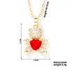 Collar de Oso con Diamantes Completo Transfronterizo Europeo y Americano para Mujer, Acero de Titanio Chapado en Oro Cobre Zirconita Microincrustada, Cadena para Clavícula Estilo Lindo y Dulce Colgante