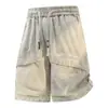 Shorts de Trabalho de Algodão Puro para Homens, Tamanho Grande Novo de Verão M-XL, Extra Grande e Solto, Estilo Americano Tie-Dye Gradiente Respirável