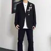Traje Jacket Zhongshan Bordado con Patrón de Magnolia Estilo Chino Nuevo para Hombre, Otoño e Invierno, Retro, Elegante, Sensación de Alta Gama, Traje de Moda