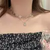 Design de Senso de Luxo Leve de Nicho Quadrado Marca Colar Feminino Tendência Dourado Decorativo Corrente de Lã Camada Dupla Empilhada Acessórios de Celebridade da Internet