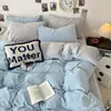 Juego de Cuatro Piezas de Terciopelo de Leche Engrosado de Invierno Sábanas Cálidas con Forro Polar Funda de Edredón Terciopelo de Bebé Color Puro Juego de Tres Piezas para Dormitorio