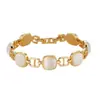 Pulsera cuadrada de ojo de gato gruesa para mujer, oro blanco, geométrica, europea y americana, oro rosa claro, empaque independiente, pulsera de ágata en