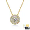 Collar de plata de ley S925 de doble capa con moissanita para mujer, colgante de círculo concéntrico, moderno y versátil, cadena ligera de lujo para la clavícula, venta al por mayor de fábrica