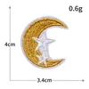 Adesivos de tecido estrela lua com bordado de fio de ouro fio de prata, adesivos de tecido bordados em computador letras em inglês patch de roupa amor, best-sellers transfronteiriços