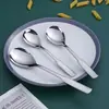 Cuchara de Acero Inoxidable 304 Tenedor de Postre Espeso Cuchara Tenedor de Fruta Cuchara de Sopa para el Hogar Cuchara para Comer de Estudiante