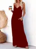 Vestido Longo Solto de Cor Sólida Sexy Sem Costas com Decote V de Verão 2026 Estilo Comércio Exterior Novo Europeu e Americano