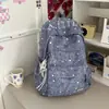 Mochila de ensueño con estampado de estrellas azul sal marina para niñas, mochila pequeña suave y exquisita para salidas de verano