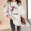 Camiseta de Algodón de Verano 2024 para Mujer Holgada de Manga Corta Coreana Mediana Talla Grande Camiseta Básica Top de Media Manga Ins Trendy