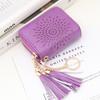 Billetera corta para mujer con borlas y múltiples ranuras para tarjetas, monedero compacto de doble capa con cremallera, estilo retro europeo y americano