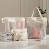 Bolsa de aseo simple para mujer, para baño, viaje, fitness, portátil, transpirable, con drenaje, bolsa de almacenamiento, bandolera de malla, bolsa de cosméticos