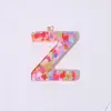 Llavero de Resina con Lentejuelas Letra Inglesa A-Z Mariposa Rosa Colgante de Borla Decoración para Mochila para Mujer Más Vendido Transfronterizo
