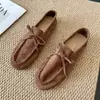Nuevos Mocasines Retro Primavera/Otoño 2026 Punta Cuadrada Moño Suela Suave Versátiles Slip-on Mocasines L8931-3