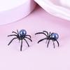 Pendientes Qifu de Halloween personalizados, de moda europea y americana, con diseño de araña de perla negra de lujo, nuevos accesorios de moda.