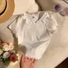 Camiseta de Manga Corta para Niña 2026 Nuevo Estilo Ropa para Niños Tops de Media Manga para Niños Verano Tops Elásticos para Niños Pequeños y Medianos Niñas Bebé