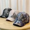 Nueva gorra de béisbol fina de encaje para mujer, transpirable, con protector solar y mariposas de diamantes de imitación, moderna y versátil.