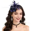 Acessórios de Cabelo Europeus e Americanos com Pena e Rede Topper Chapéu Flor Artificial Flor com Estames Aro de Cabelo Moda Retrô Elegante