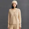 Cachorro Mujer Otoño e Invierno Nuevo Versátil Base Tejido de Cachemira Cuello Redondo Holgado Casual Color Sólido Estilo Perezoso Tejido